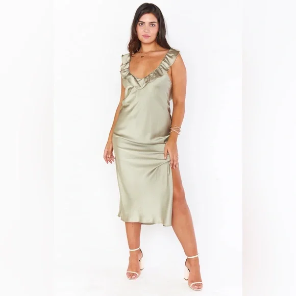 Show Me Your MuMu Olive Green Midi Dress - Picture 12 of 13